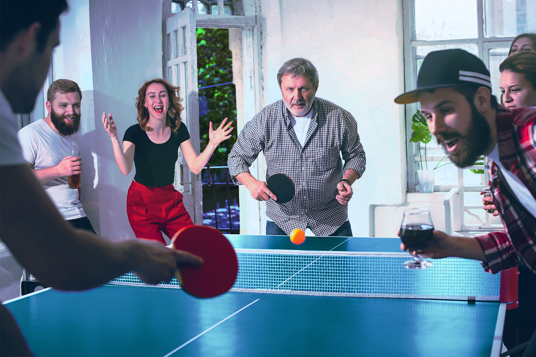 An exciting ping pong game at home